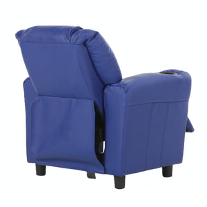 Set of 4 Oliver Kids Recliner Chair Sofa | Children Lounge Couch PU Armchair | Blue