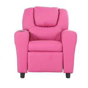 Oliver Kids Recliner Chair Sofa | Children Lounge Couch PU Armchair | Pink