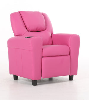 Set of 2 Oliver Kids Recliner Chair Sofa | Children Lounge Couch PU Armchair | Pink