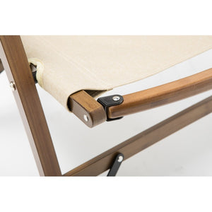 Bamboo Canvas Foldable Outdoor Camping Chair | Wooden Travel Picnic Park | Khaki/Beige