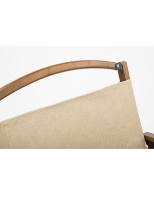 2x Bamboo Foldable Outdoor Camping Chair | Wooden Travel Picnic Park | Folding | Khaki/Beige