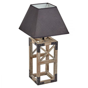 Designer Wooden Table Lamp | Modern Rustic Geo Industrial Desk Light