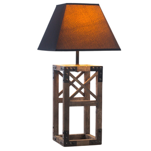 Designer Wooden Table Lamp | Modern Rustic Geo Industrial Desk Light