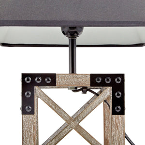 Designer Wooden Table Lamp | Modern Rustic Geo Industrial Desk Light