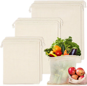 10-Pack ECOCLAND Reusable Mesh Produce Bags | Fruit & Grocery Storage | Washable Eco Bags