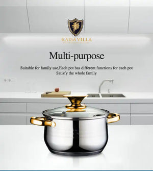 Kaisa Villa | 5.8 Litre Casserole Pot | Stainless Steel | Induction Cooking | Stock Stew