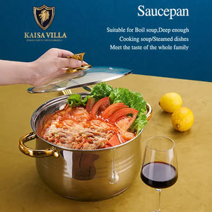 Kaisa Villa | 5.8 Litre Casserole Pot | Stainless Steel | Induction Cooking | Stock Stew