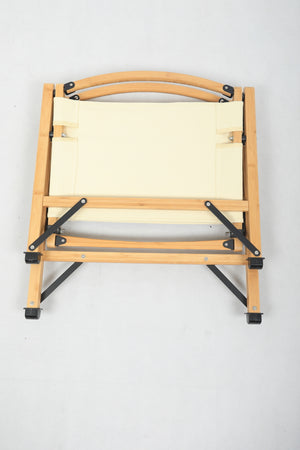 Bamboo Canvas Foldable Outdoor Camping Chair | Wooden Travel Picnic Park | Khaki/Beige