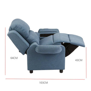 Erika Blue Kids Recliner Sofa Chair | Blue | Lounge Couch Armchair | Childrens