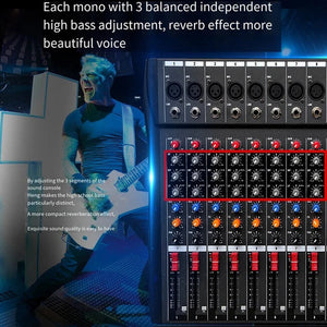 Hridz CT-80S Professional Audio Mixer | 8-Channel Bluetooth USB Mixer