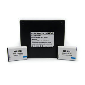 HRIDZ EN-EL23 Battery & Charger Set | For Nikon Coolpix B700, S810c, P600, P610S