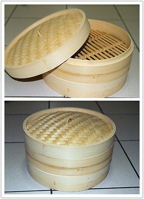 11" Bamboo Steamer Set | 2 Steamer Baskets with Lid | Traditional Asian Cookware