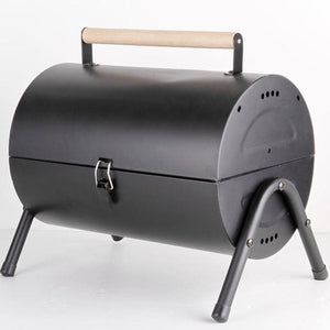 Stainless Steel BBQ Barrel Charcoal Smoker | Portable Foldable Barbecue Grill | Black