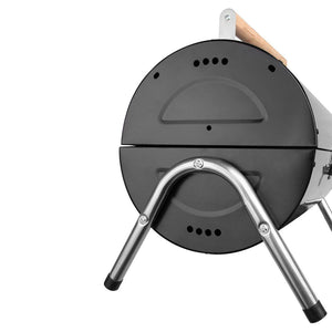 Stainless Steel BBQ Barrel Charcoal Smoker | Portable Foldable Barbecue Grill | Black