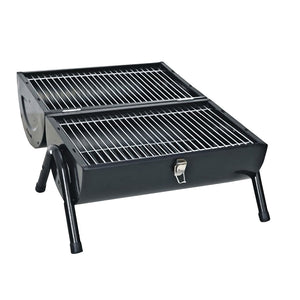 Stainless Steel BBQ Barrel Charcoal Smoker | Portable Foldable Barbecue Grill | Black