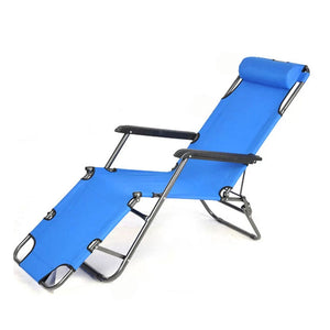Reclining Sun Beach Deck Lounge Chair | Outdoor Folding Camping Fishing | Arm Rest | Blue