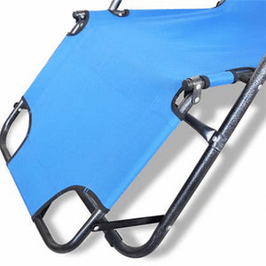 Reclining Sun Beach Deck Lounge Chair | Outdoor Folding Camping Fishing | Arm Rest | Blue