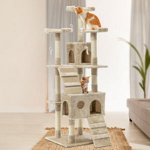 170cm Cat Tree | Scratching Post | Multi-Level Cat Tower | Beige