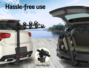 3-Bike Car Rear Rack | Foldable Steel Hitch Mount | Towbar Bicycle Carrier