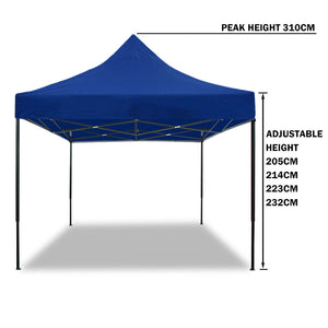 3x3m Pop-Up Gazebo | Outdoor Folding Marquee | Market Tent w/ Side Wall | Blue