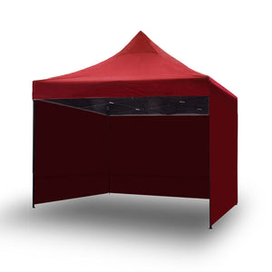 3x3m Pop-Up Gazebo | Outdoor Folding Marquee | Market Tent w/ Side Wall | Red