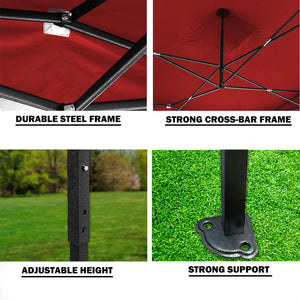 3x3m Pop-Up Gazebo | Outdoor Folding Marquee | Market Tent w/ Side Wall | Red