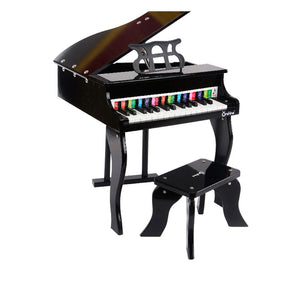 Kids Wooden Pretend Musical Toy | Mini 30-Key Piano | Baby Children Grand Style | Black