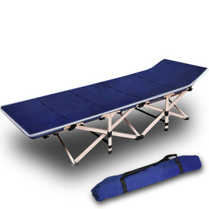 Camping Stretcher | Single Foldable Bed | Recliner Mat | Navy