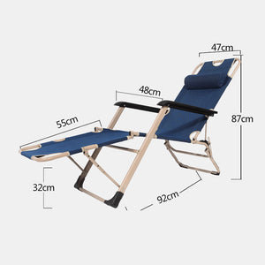 Reclining Sun Beach Deck Lounge Chair | Outdoor Folding Camping Fishing | Arm Rest | Navy
