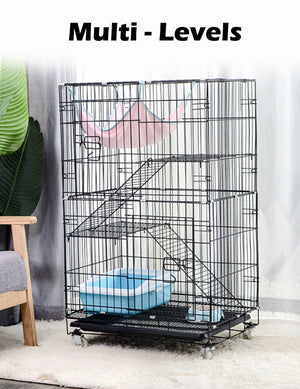 3-Level Rabbit & Bird Cage | Pet Aviary | Ferret Parrot Hamster Home | Large