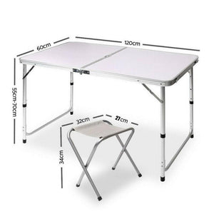Portable Folding Picnic Camping Set | BBQ Party Aluminium Table | 4 Foldable Chairs
