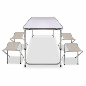 Portable Folding Picnic Camping Set | BBQ Party Aluminium Table | 4 Foldable Chairs