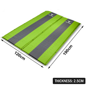 Double Self-Inflating Mattress | Sleeping Mat Air Bed | Joinable Camping Hiking | Green