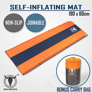 Self-Inflating Mattress | Sleeping Mat Air Bed | Camping Hiking Joinable | Single | Orange