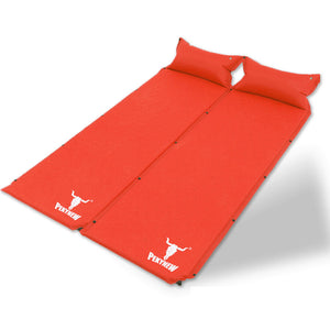 Double Air Bed | Self-Inflating Mattress | Camping Sleeping Mat | Joinable | Red