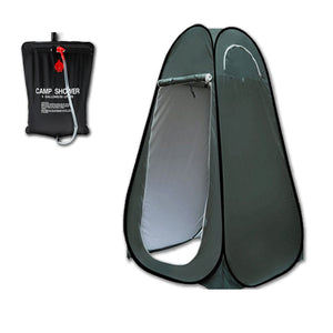 Pop-Up Portable Privacy Shower Room Tent & 20L Camping Water Bag | Green