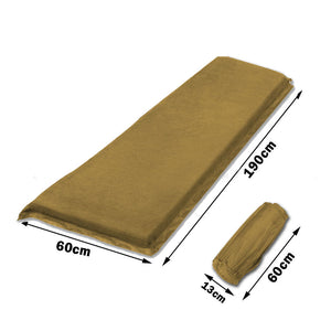 Self-Inflating Mattress | Sleeping Suede Mat | Air Bed Camping Hiking | Joinable | Beige