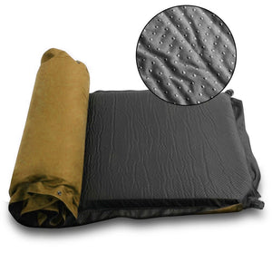 Double Self-Inflating Mattress | Suede Sleeping Mat Air Bed | Joinable Camping | Beige