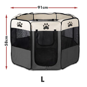 8-Panel Pet Playpen | Dog Puppy Cat Crate | Portable Tent Kennel | Large | Grey