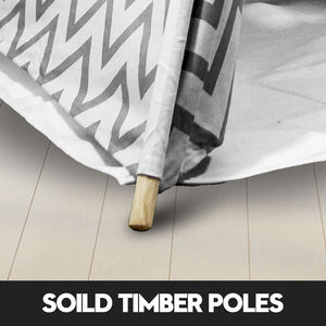 Giant Cotton Canvas Kids Teepee | Wigwam Pretend Play Tent | Indoor Outdoor Party | Black