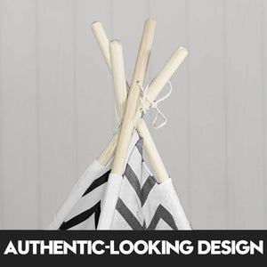 Giant Cotton Canvas Kids Teepee | Wigwam Pretend Play Tent | Indoor Outdoor Party | Black