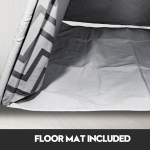 Giant Cotton Canvas Kids Teepee | Wigwam Pretend Play Tent | Indoor Outdoor Party | Black