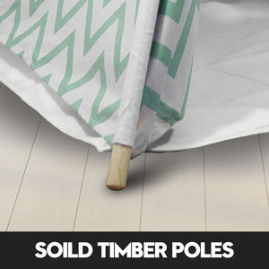 Giant Cotton Canvas Kids Teepee | Wigwam Pretend Play Tent | Indoor Outdoor Party | Green