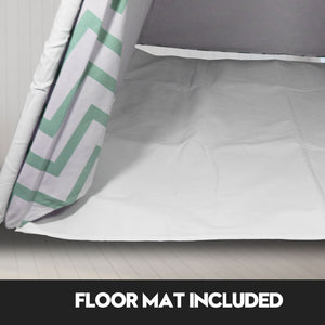 Giant Cotton Canvas Kids Teepee | Wigwam Pretend Play Tent | Indoor Outdoor Party | Green