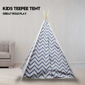 Giant Cotton Canvas Kids Teepee | Wigwam Pretend Play Tent | Indoor Outdoor Party | Navy