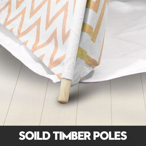Giant Cotton Canvas Kids Teepee | Wigwam Pretend Play Tent | Indoor Outdoor Party | Orange