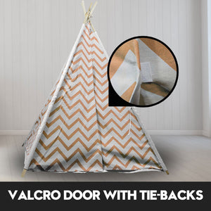 Giant Cotton Canvas Kids Teepee | Wigwam Pretend Play Tent | Indoor Outdoor Party | Orange