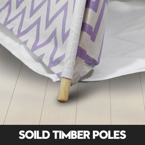 Giant Cotton Canvas Kids Teepee | Wigwam Pretend Play Tent | Indoor Outdoor Party | Purple