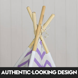 Giant Cotton Canvas Kids Teepee | Wigwam Pretend Play Tent | Indoor Outdoor Party | Purple