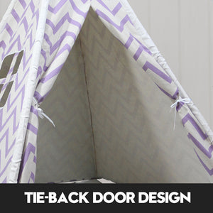 Giant Cotton Canvas Kids Teepee | Wigwam Pretend Play Tent | Indoor Outdoor Party | Purple